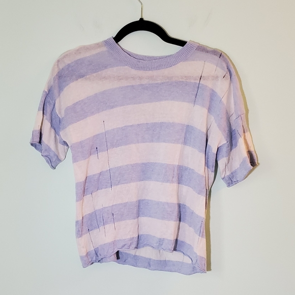 NWOT! 27 Miles Cottagecore Grunge Rave Striped Distressed Style Woven Blouse - Picture 1 of 5